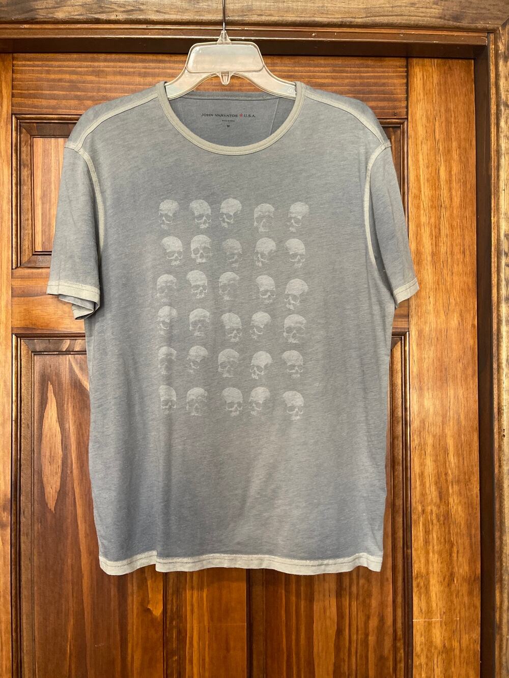 John Varvatos ghost skull graphic burnout tee shirt M